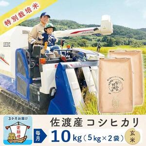 【3か月定期便】佐渡島産コシヒカリ 玄米10Kg 令和5年産 特別栽培米