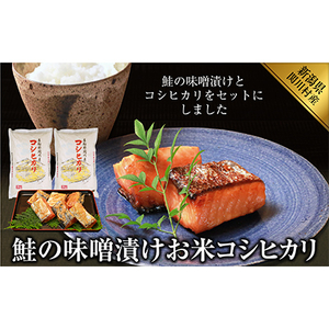 鮭の味噌漬け、お米(コシヒカリ・4kg)【配送不可地域：離島】【1085607】