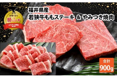 福井県産若狭牛ステーキ(モモ肉)約200g×3枚&やみつき焼肉300gセット [B-012008]