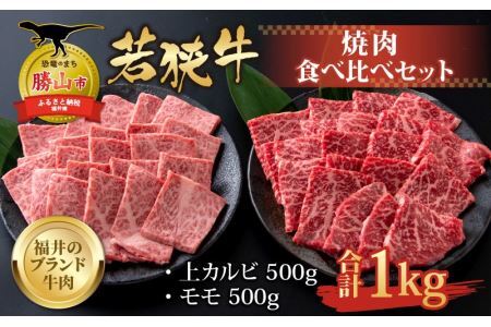 【福井のブランド牛肉】若狭牛 焼肉食べ比べセット 1kg（上カルビ500g×1パック、モモ500g×1パック） [E-058002]