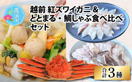 福井県産 越前 紅ズワイガニ&ととまる・鯛しゃぶ食べ比べセット（プロトン凍結）