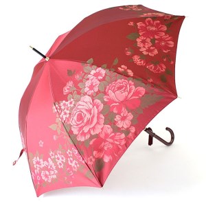 【槙田商店】晴雨兼用長傘　絵おり　大バラ　レッド