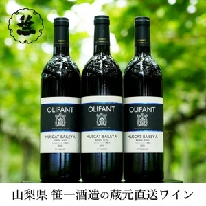 【蔵元直送】笹一酒造のOLIFANT(オリファン)ワイン＜赤＞3本セット