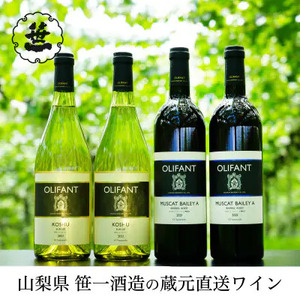 【蔵元直送】笹一酒造のOLIFANT(オリファン)ワイン赤白4本セット