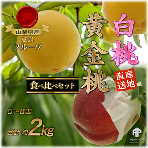 5-113 南アルプス市産　桃と黄金桃の食べ比べセット　約2kg（5～8玉)
