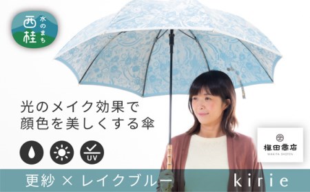 No.399 高級織物傘【婦人長傘】水色系・爽やかな鮮やかさが存在感を放つ晴雨兼用傘
