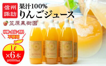【果汁100%】 信州産りんごジュース （1L×6本） 長野県産 産地直送 ギフト 【80-01】 