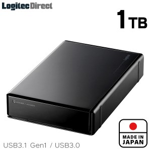 【031-02】ロジテック HDD 1TB USB3.1(Gen1) / USB3.0 国産 TV録画 省エネ静音 外付け ハードディスク【LHD-ENA010U3WS】