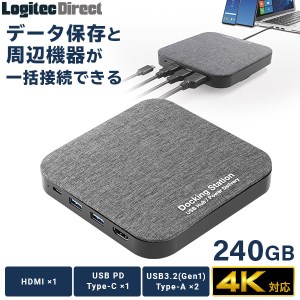 【035-02】ロジテック ドッキングステーション SSD / USB Type-C x1/ USBPD100W対応 / USB 3.2 Gen1・USB 3.1 Gen1 x2 ハブ / HDMIタイプA / 2.5 SSD 240G 搭載 LMD-DHU240PD