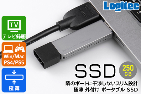 【017-09】ロジテック スリム外付けSSD　250GB【LMD-SPDL025U3】
