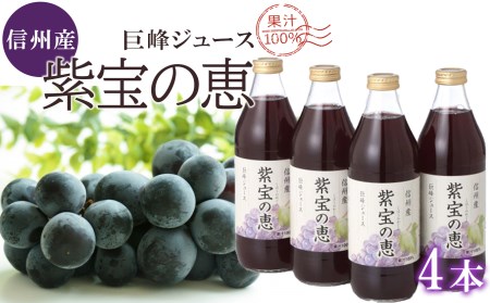 ◎信州産 巨峰ジュース 「紫宝の恵」 果汁100％ (1ℓ×4本)