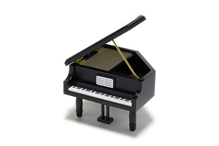 009-034＜２３弁オルゴール＞ピアノ型（小物入れ付）：ブラック