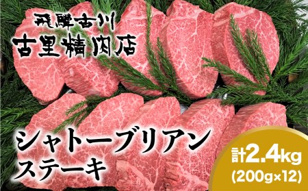 飛騨牛5等級のヒレ肉・シャトーブリアンステーキ 200g ×12枚 合計2.4kg[Q822]