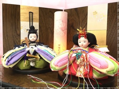 伝統工芸士 蘇童のひな人形『手まり雛 ころろ』紺桜　コンパクト親王飾り