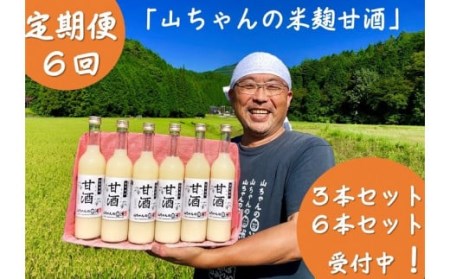 定期便6回　山ちゃんの米麹甘酒　500ml　6本セット　米麹・無添加・ノンアルコール・米・飲む点滴