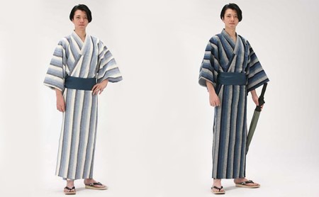 遠州綿紬使用　男性用　日本製　旅館浴衣&帯のセット 夜富士