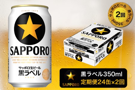 T0002-1502　【定期便 2回】黒ラベルビール 350ml×1箱(24缶)【定期便】