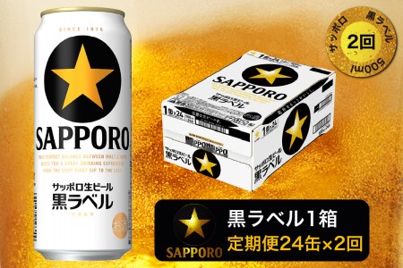 T0006-2002　【定期便2回】黒ラベルビール 500ml×1箱(24缶)【定期便】