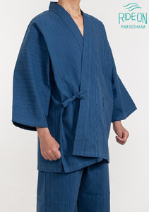 061-19　織り・縫製　地元遠州製　矢鱈縞斜子織作務衣
