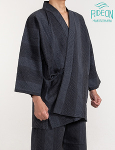 061-23　織り・縫製　地元遠州製　三子杢紋織刺子作務衣