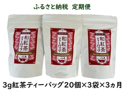 20-9 【定期便】川根紅茶 紐付きティーバッグ180個(20個入×3袋×3ヶ月)