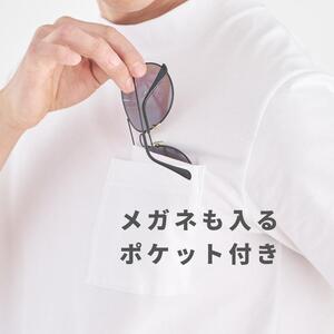◆サイズ：ＸＬ◆【メガネポケット付きTシャツ】 オーガニックコットン スマートフィット 半袖 ｜モックネック