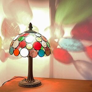 Nijiiro Lamp のステンドグラスのテーブルランプ ニジイロボウル カラフル【1426371】